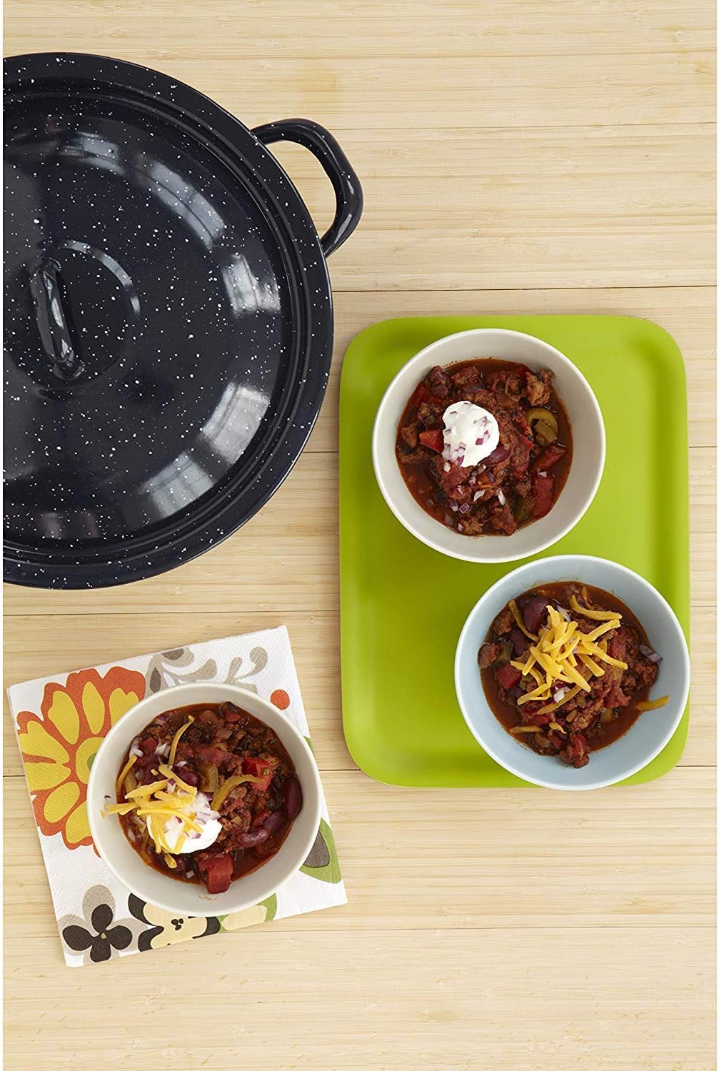 IMUSA USA C20666-1062810W Speckled Enamel Stock Pot with Lid, 4 Quart, Blue | Speckled Enamel Finish, Durable Steel Construction, Ideal for Soups and Stews, Great for Everyday Family Meals