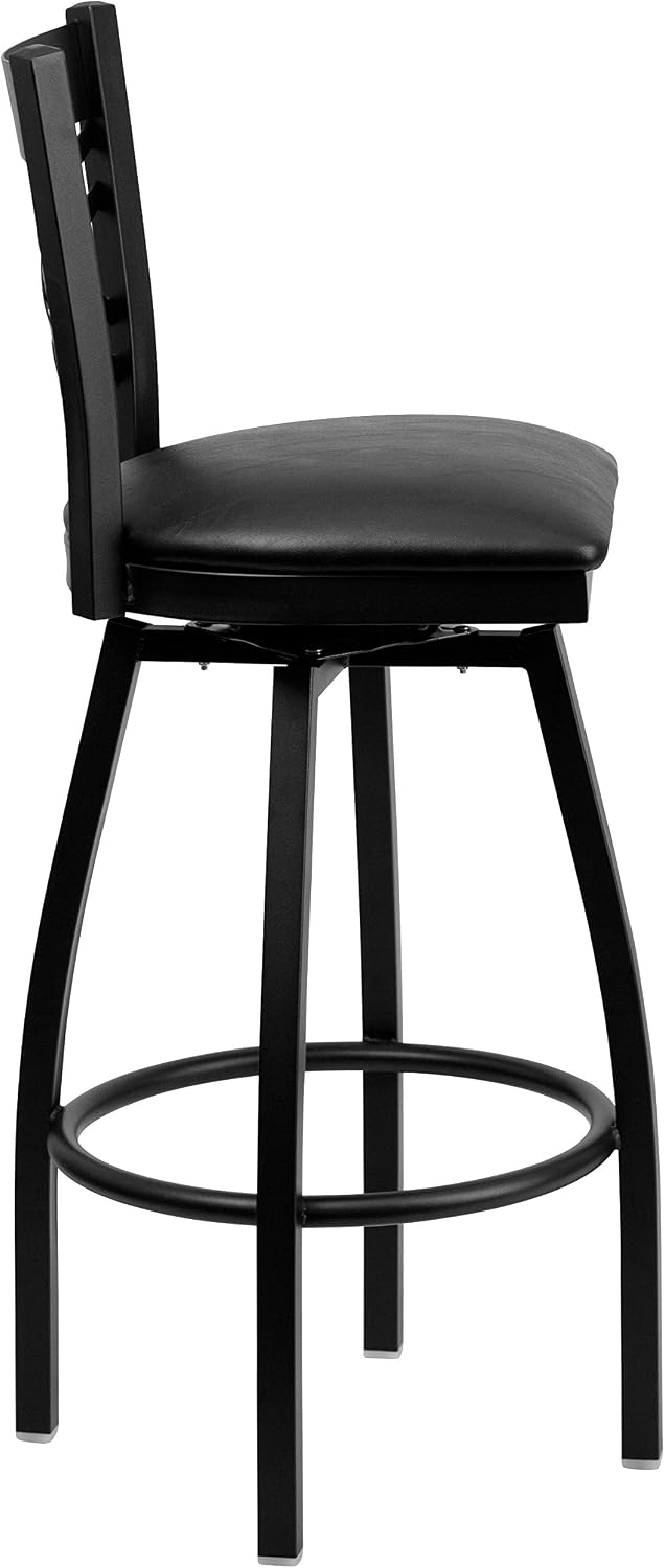 Flash Furniture Hercules Series "X" Back Metal Restaurant Barstool, Modern Upholstered Armless Bar Height Chair for Restaurants and Kitchens, Black | X Back Style, Vinyl Upholstery, Durable Construction, Commercial Use