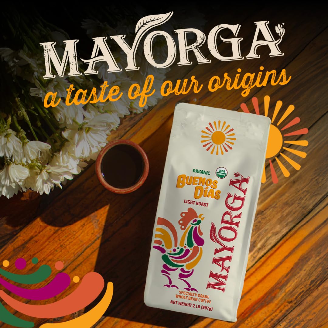 Mayorga Organic Coffee 12oz Cafe Cubano Roast - Dark Roast Whole Bean Coffee Specialty Grade, 100% Arabica, Slow Roasted, Bold and Smooth Flavor with Low Acidity - USDA Organic, Non-GMO, Kosher,