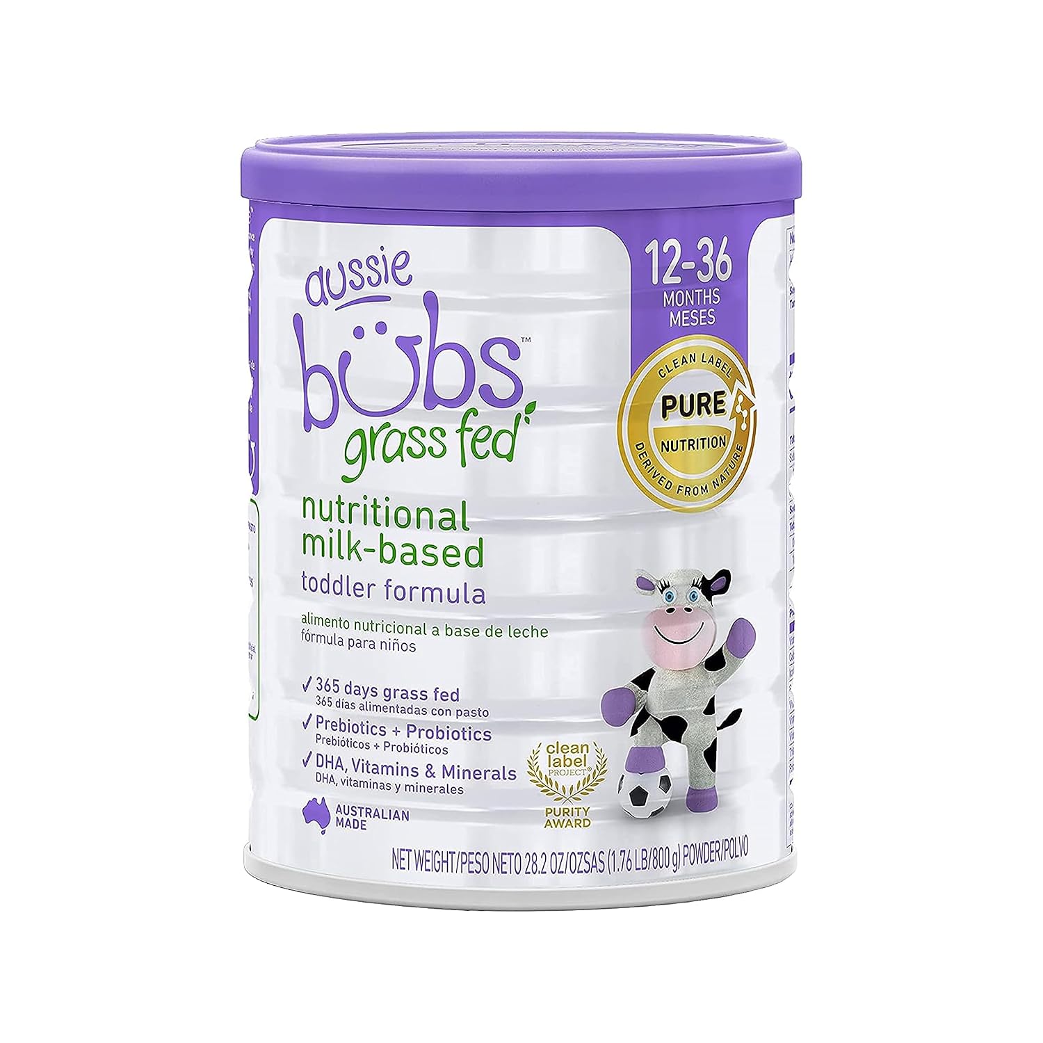 Bubs 365 Day Grass Fed Infant Formula for 0-12 Months, Non-GMO Milk, 20oz | Cow Milk-Based Powder with Iron, DHA, Prebiotics & Probiotics to Support Gentle, Digestive Health