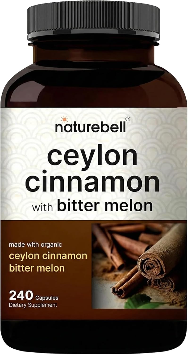 NatureBell 2 Pack Ceylon Cinnamon with Bitter Melon, 240 Capsules | Made with Organic Sri Lanka Ceylon Cinnamon and Organic Bitter Melon | Non-GMO