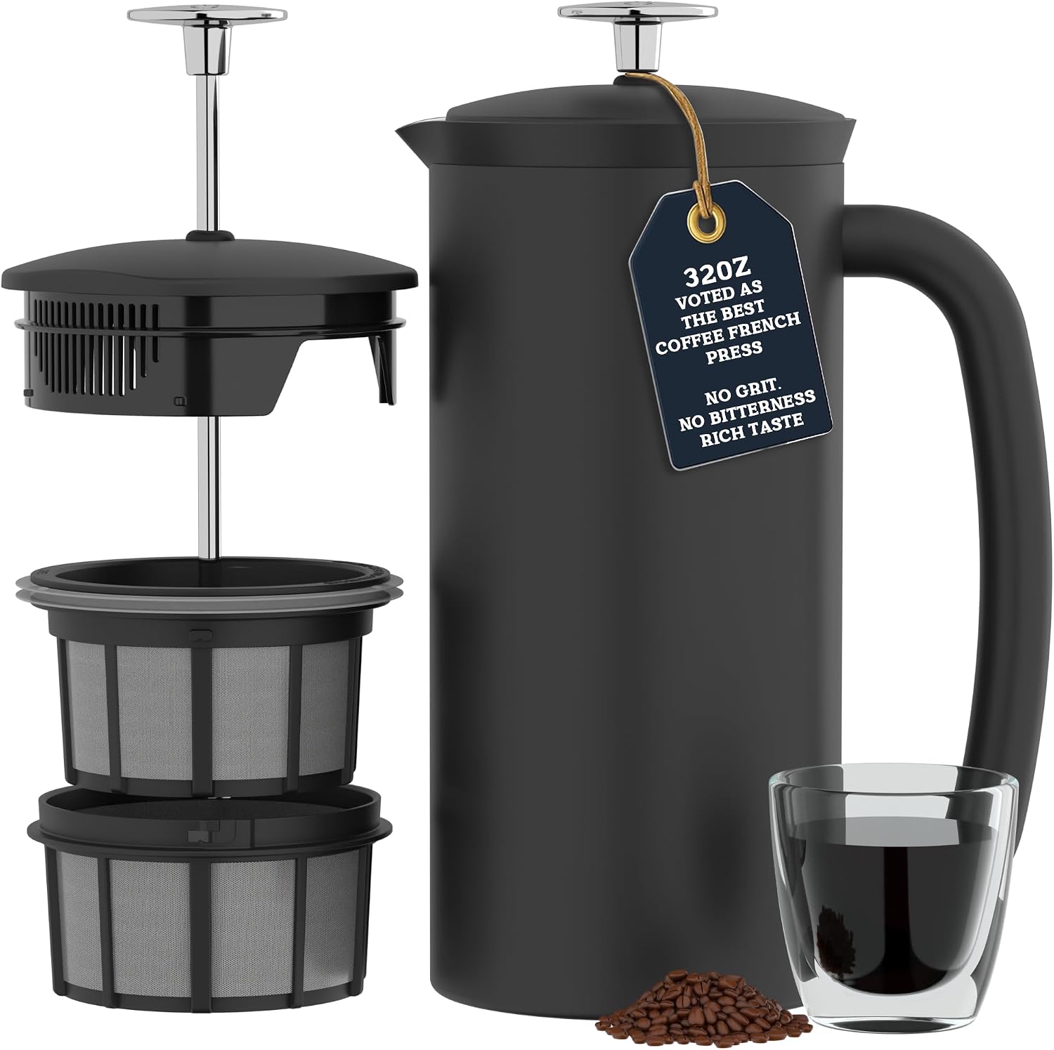 ESPRO P7 French Press, 18oz, Brushed, Stainless Steel Coffee Maker | Double Filter Coffee Press, Grit-Free Coffee, Heat Resistant Insulated tea Press, Easy Hot and Cold Coffee Brewer, Tea Brewer