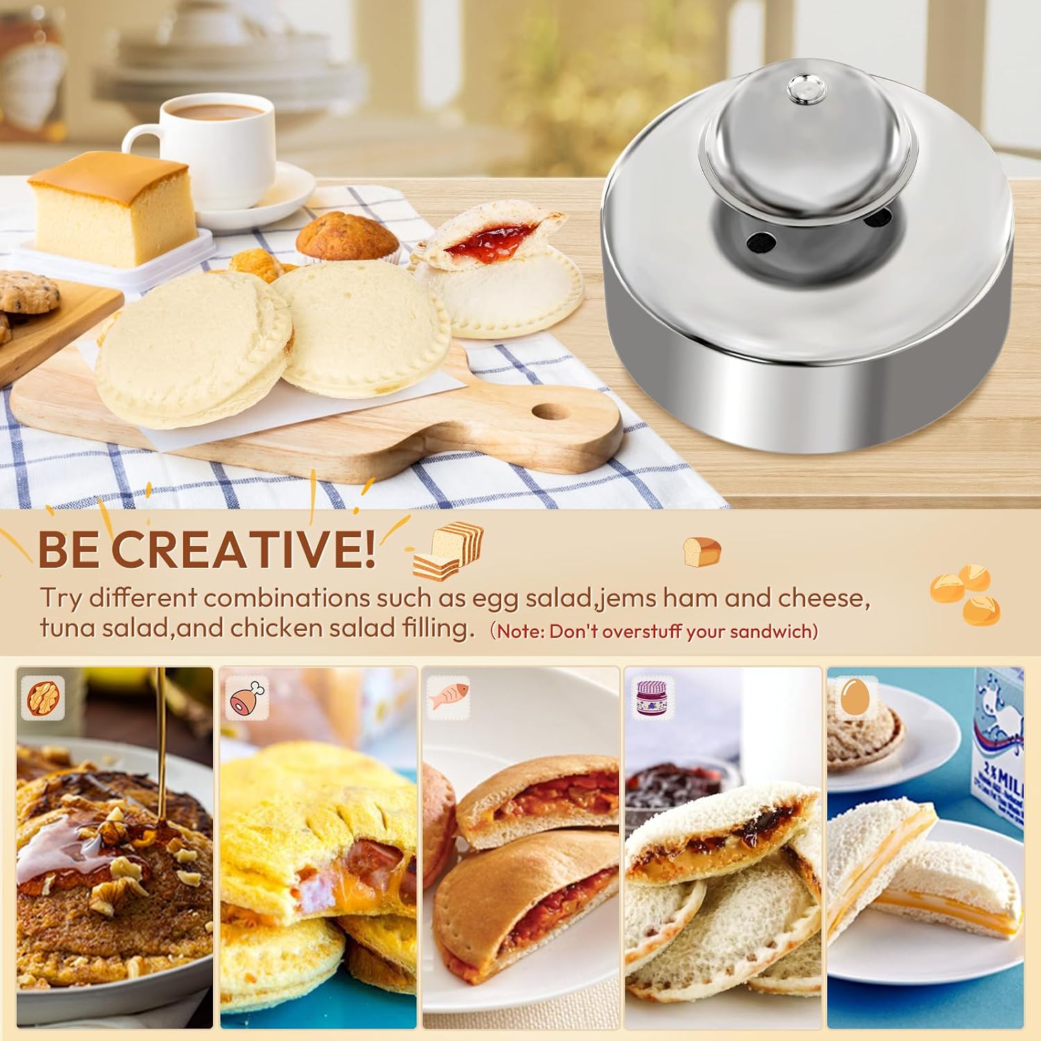 Gelbira Sandwich Cutter, Sandwich Cutter and Sealer, Sandwich Maker, Peanut Butter and Jelly Sandwiches Tool/PBJ Cutter, Sandwich Maker for Kids