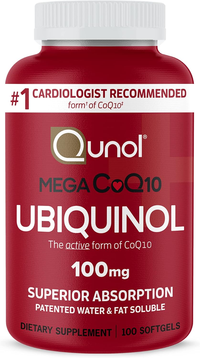 Qunol Mega Ubiquinol CoQ10 100mg, Superior Absorption, 100 Softgels | #1 Cardiologist Recommended Supplement for Heart Health, Coenzyme Q10 Supplement to support Vascular Health & Cellular Energy