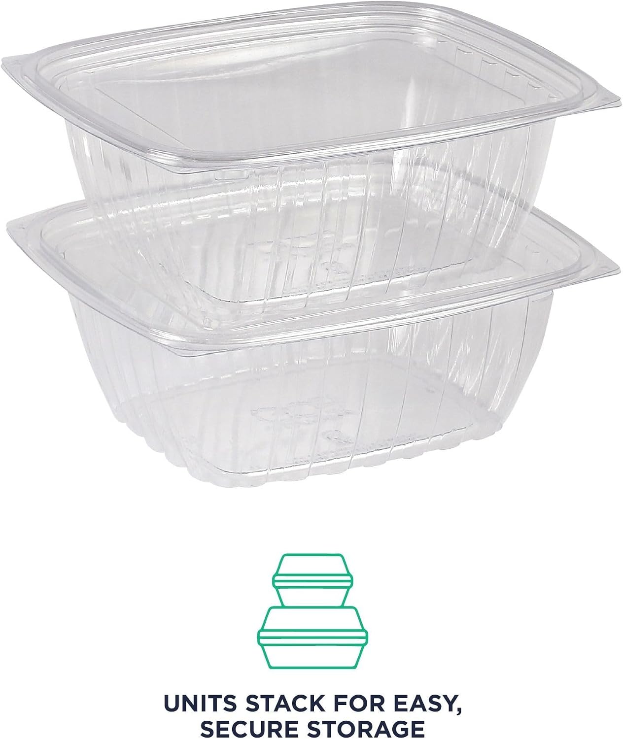 Eco-Products EPRC32 Renewable & Compostable Rectangular Deli Containers - 32oz., 50 Per Pack (Case of 4 Packs), clear