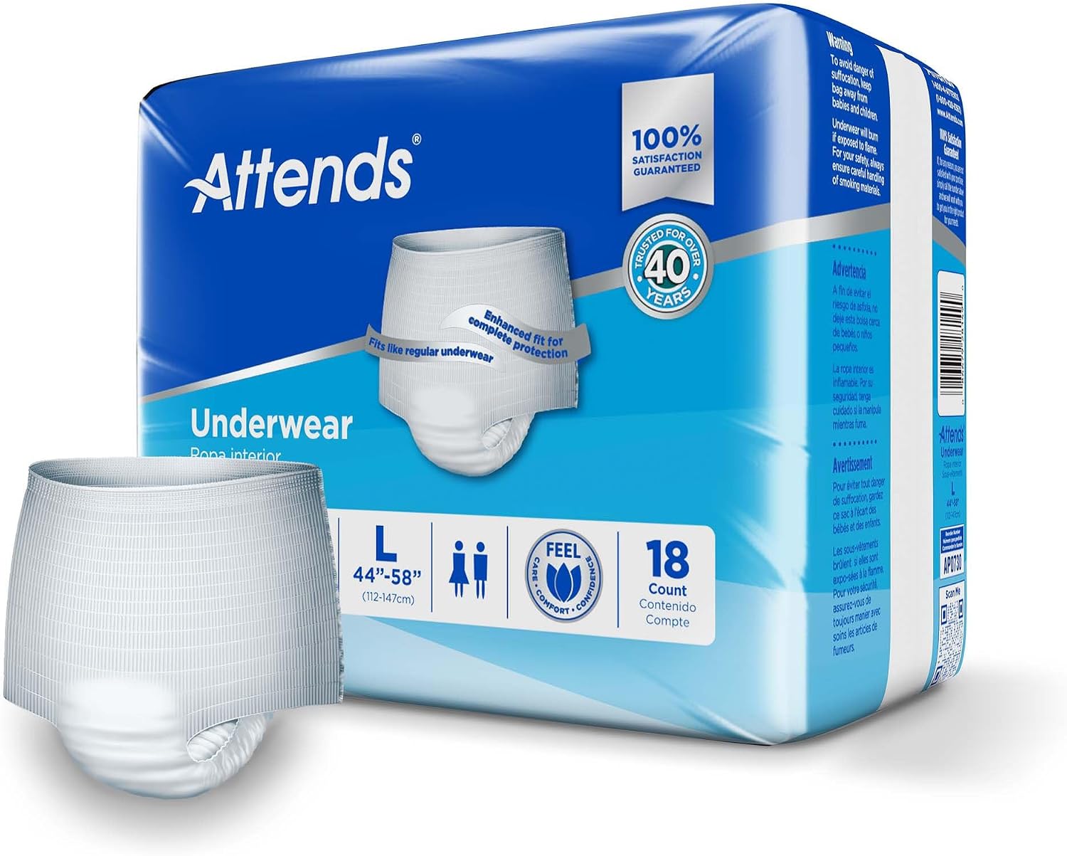 Attends Adult Absorbent Underwear, Medium, AP0720, Maximum, 80 ct | Disposable Pull-On Diapers with Tear-Away Sides and Breathable Waistband