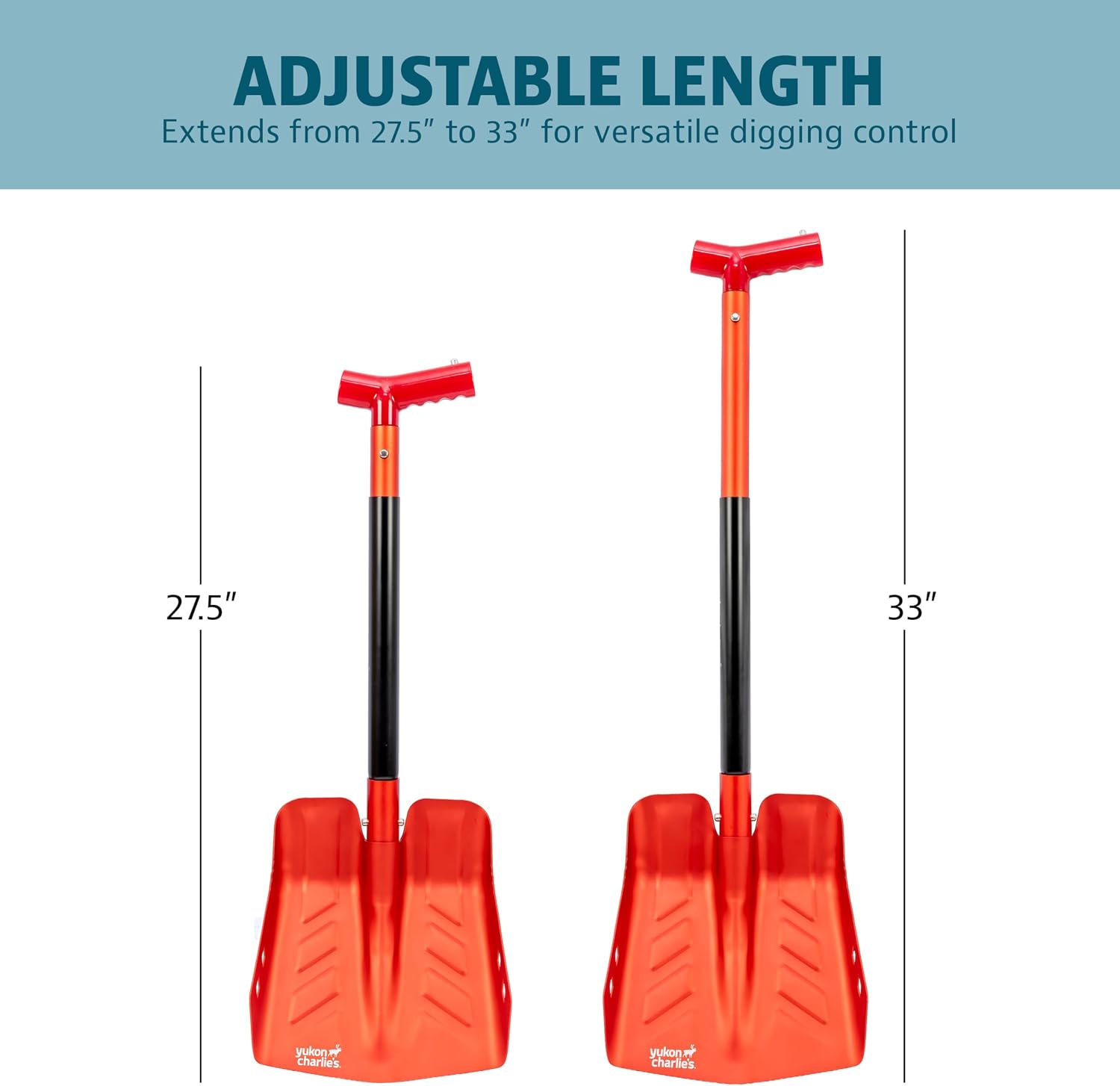 Yukon Charlie's Collapsible Snow Shovel, Lightweight Snow Shovel for Camping, Car, Emergency Kit