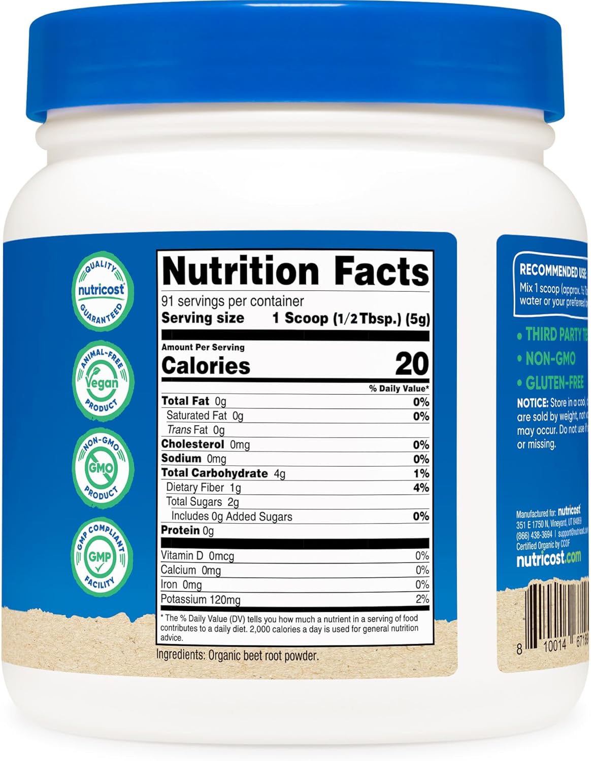 Nutricost Organic Beet Root Powder (1 LB) Certified USDA Organic