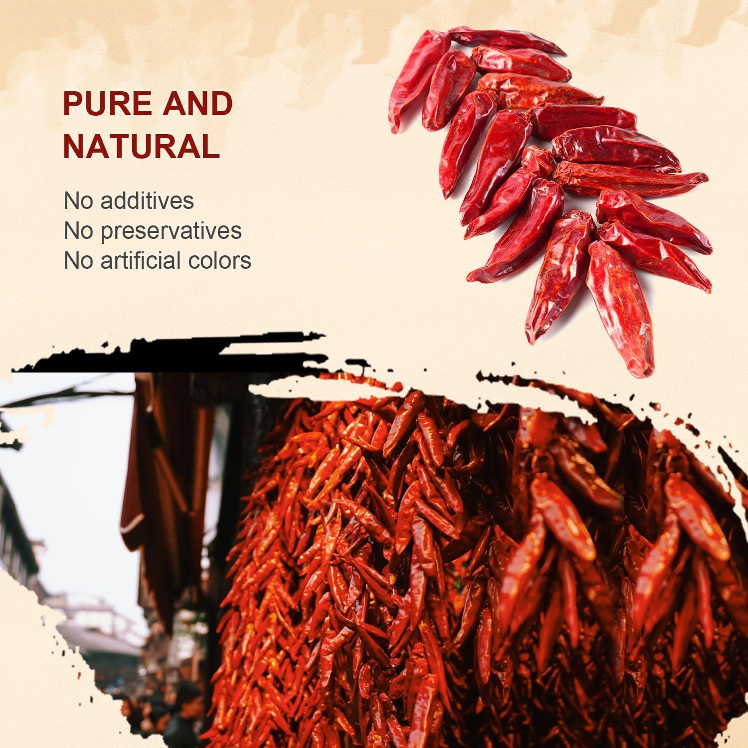 52USA Dried Chilli Peppers, Whole Dried Chilies 4 oz, Mild Spicy Chili Peppers, 100% Natural & Premium Sichuan Red Dry Chilis, Red Chili Peppers