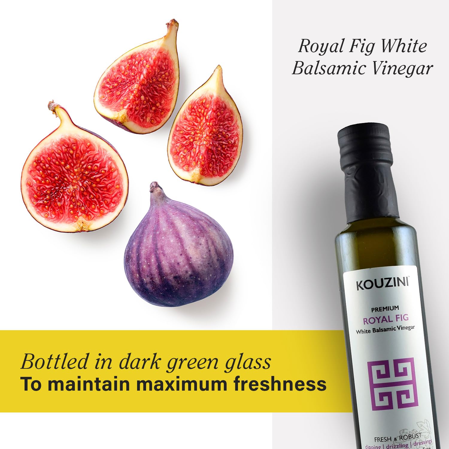 Kouzini Ultra-Premium Peach White Balsamic Vinegar, Aged, No Added Sugars or Preservatives, Ideal for Salads, Meats, Fish, Pizza, & Bread Dipping, Luxurious Balsamic Vinegar of Modena, 250ml