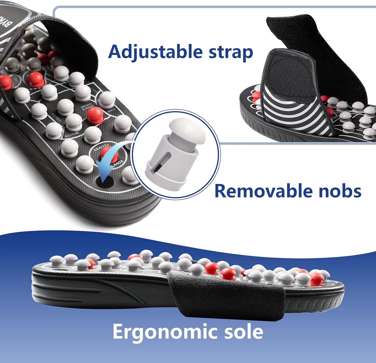 BYRIVER Blood Circulation Foot Massager for Healthy Leg Feet, Cold Leg Therapy Massage Tools, Healthcare Slippers Sandals Shoes