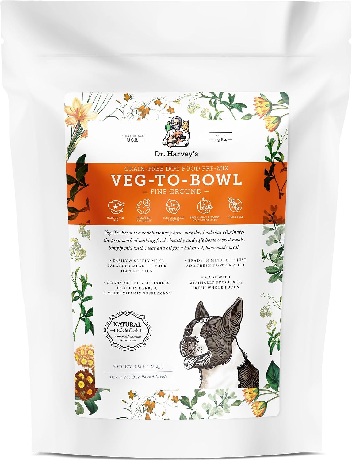 Dr. Harvey's Veg-To-Bowl Fine Ground Dehydrated Vegetable Pre-Mix for Dogs, 7-Pound Bag | Dehydrated Vegetable Pre-Mix