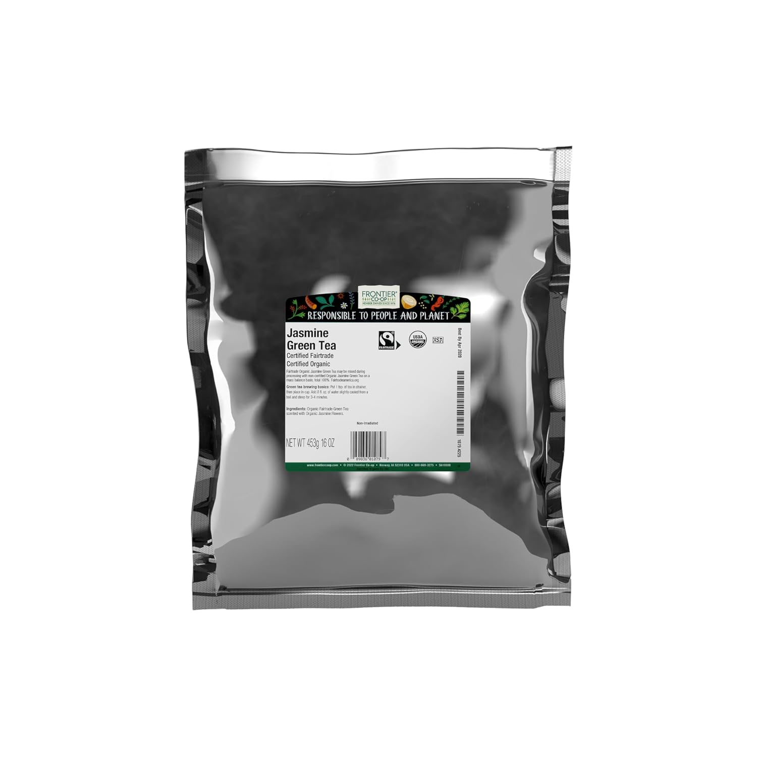 Frontier Co-op Organic Gunpowder Green Tea Leaves, 1-Pound Bulk, Smokey Green Tea, Maintains Freshness, Kosher, Fair Trade | Smokey Green Tea, Maintains Freshness, Kosher, Fair Trade