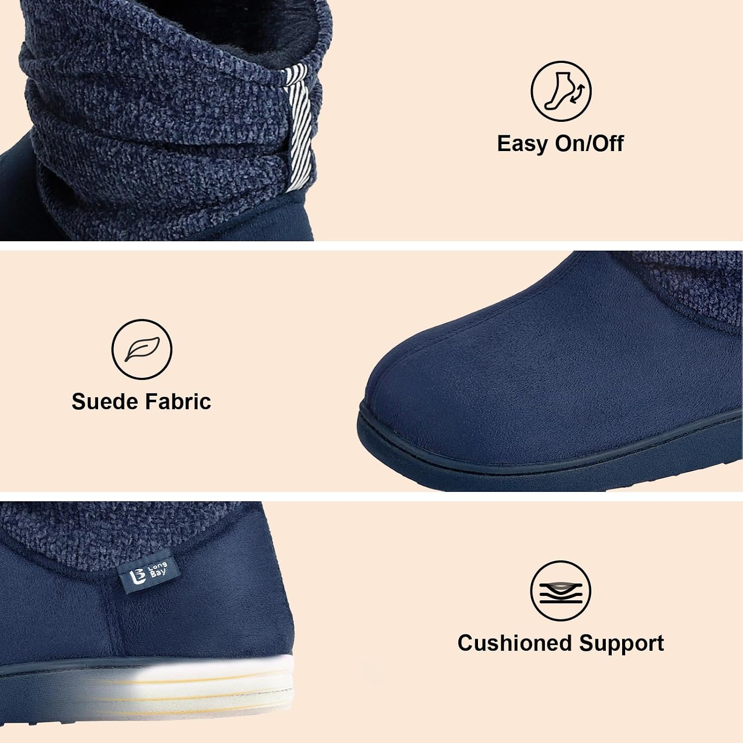 LongBay Slippers Boots for Women Warm Winter Fuzzy Bootie House Shoes Gifts