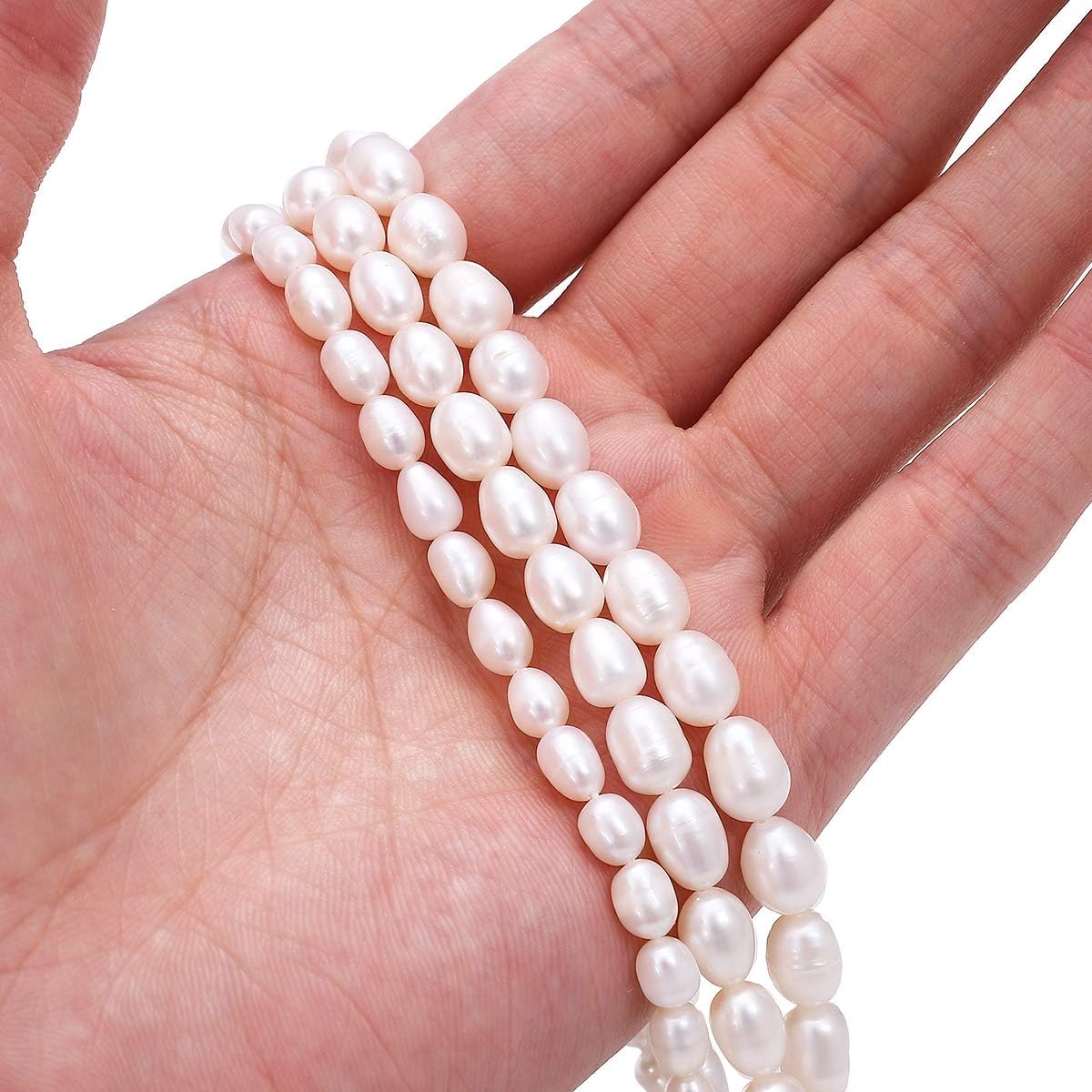 BEADIA Natural Pearl Beads Side Hole 7-8mm Purple Freshwater Cultured Loose Gemstone Beads for DIY Jewelry Making 13.8''/Strand