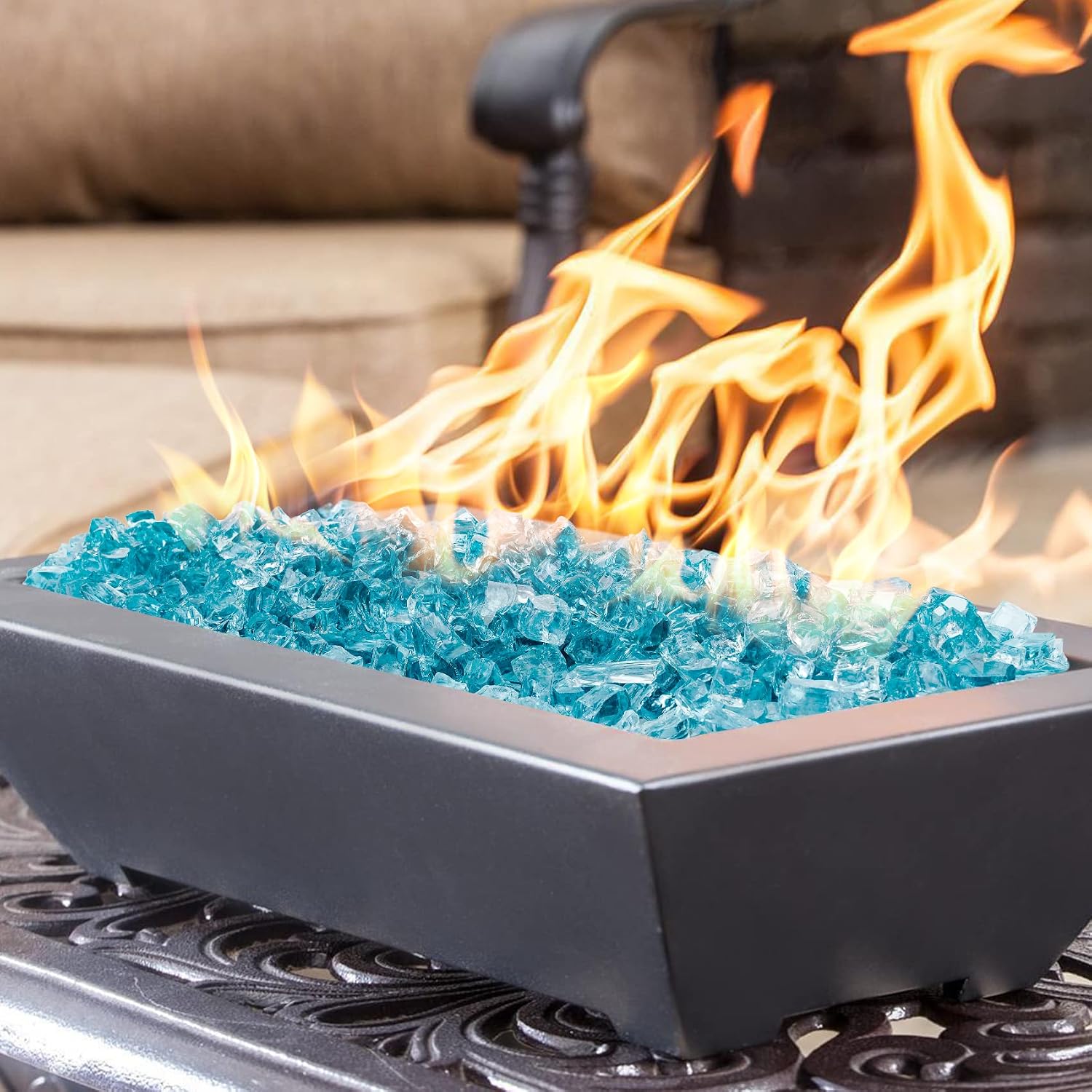 Onlyfire 10 lbs Fire Glass Rocks for Gas Propane Fire Pit and Fireplace