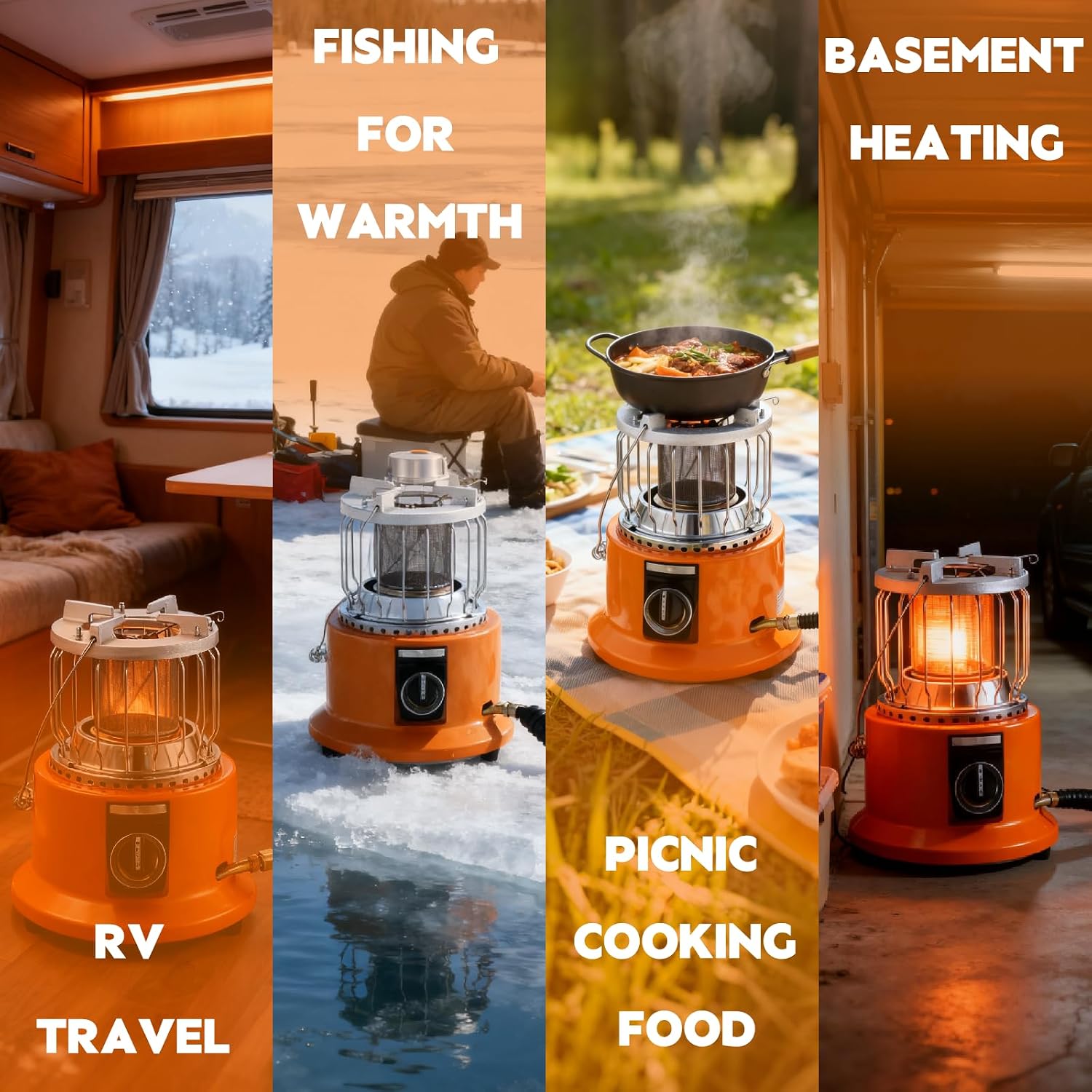 2-in-1 Propane Heater and Stove, Portable Heater with 6FT Regulating Valve, Dual Function Indoor Safe for Ice Fishing, Tent Camping, Tailgating