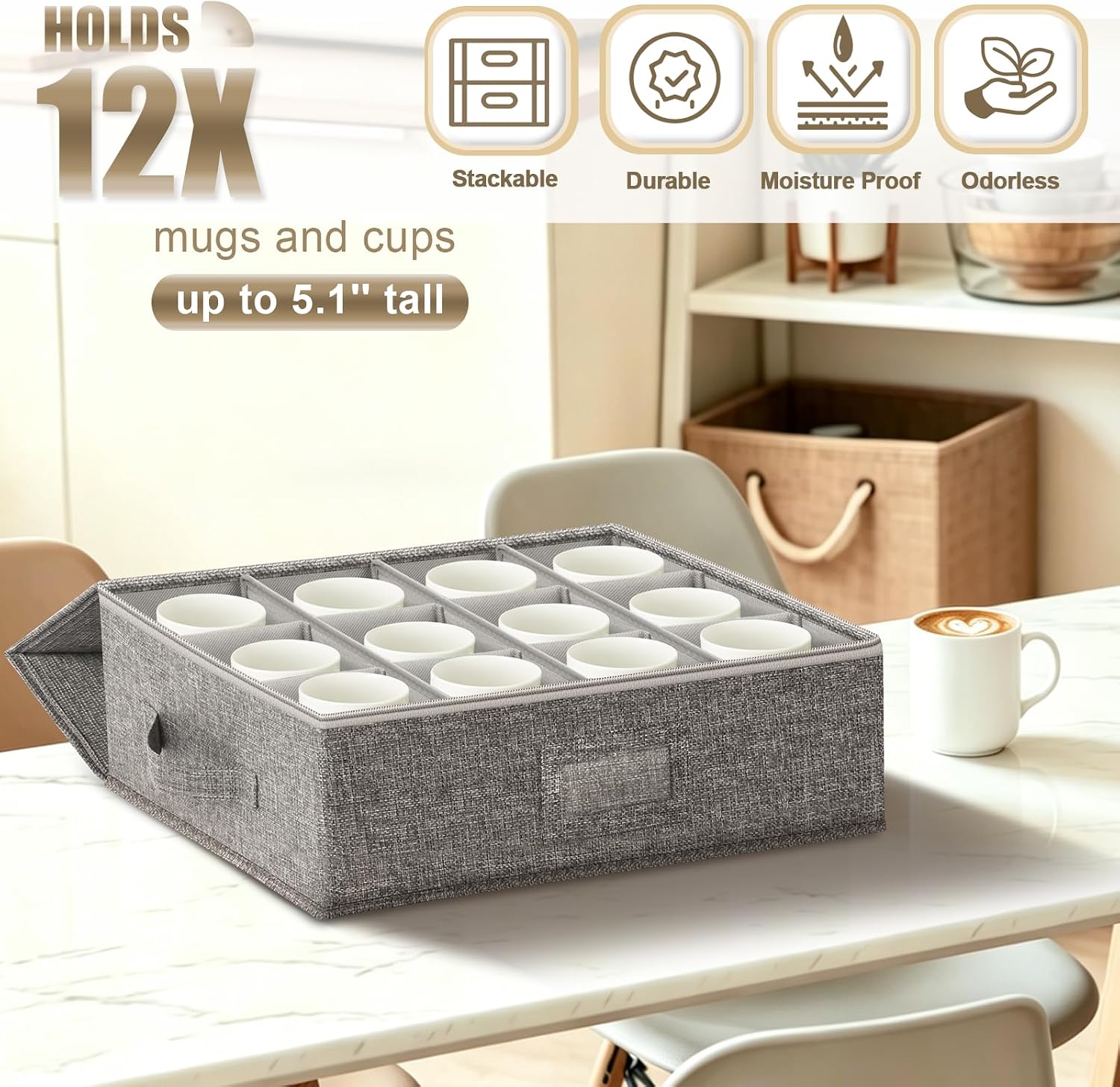 4PCS China Storage Containers, Hard Shell Dish Storage Containers w/ Felt Dividers, Quilted Plate Storage Cases for 12 Place Setting Charger Plates Dinnerware, Stackable Moving Boxes for Dishes