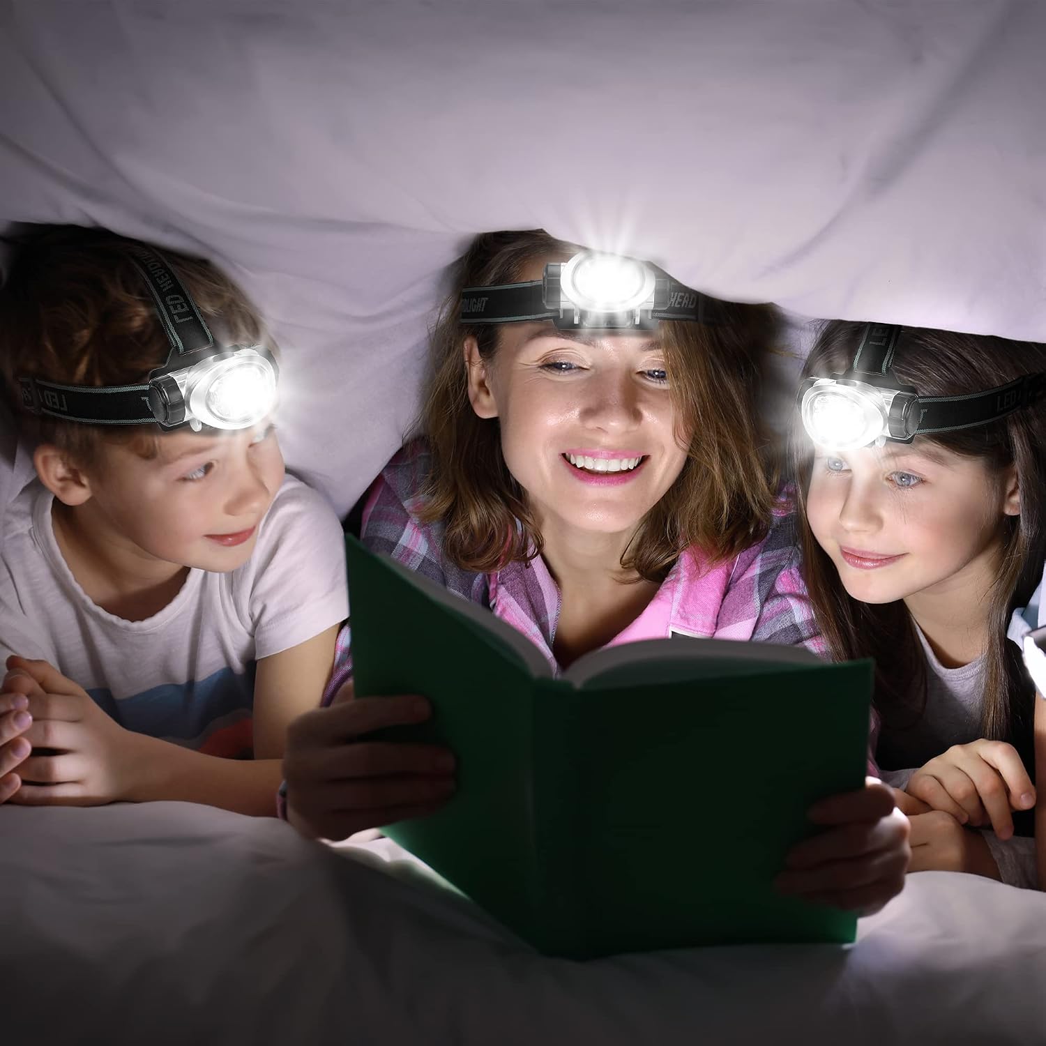 EverBrite 5 Pack LED Headlamp, Pivoting Head with Adjustable Headband | Batteries Included, 4 Lighting Modes, Pivoting Light Head, Adjustable Headband