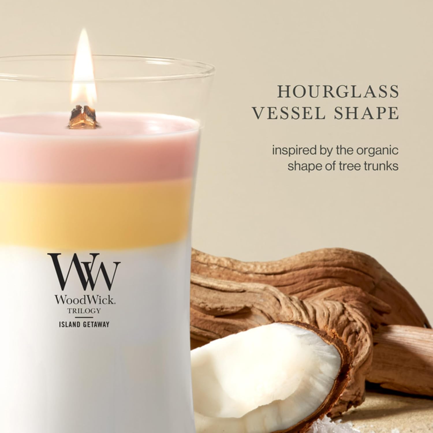 WoodWick Café Sweets Trilogy Holiday Candle Gifts for Women and Men, 9.7 oz Medium Hourglass Trilogy Candle with Crackling Wick
