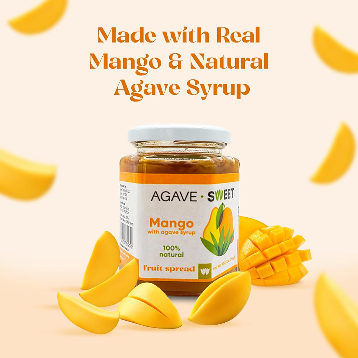 Agave Sweet Mango Fruit Spread with Agave Syrup No Sugar Fruit Spread 10 oz