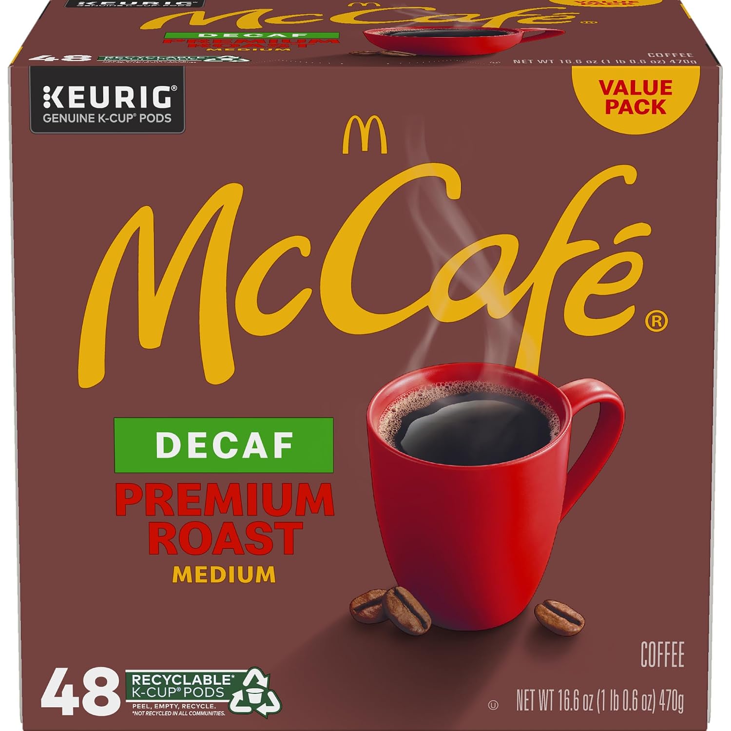 McCafe Premium Roast Decaf Coffee, Single Serve Keurig K-Cup Pods, Decaffeinated, 96 Count (4 Packs of 24)
