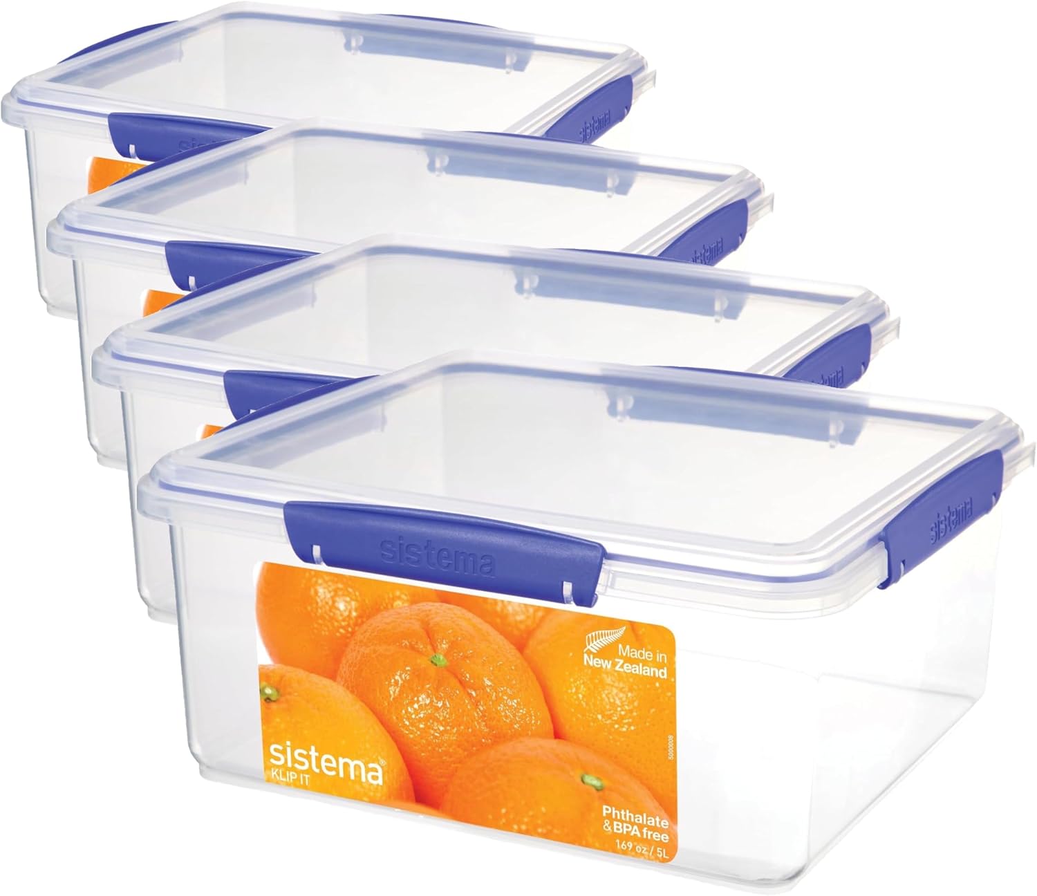 Sistema KLIP IT Large 7L Food Storage Container, Airtight & Stackable, Dishwasher, Freezer, & Microwave-Safe, BPA-Free