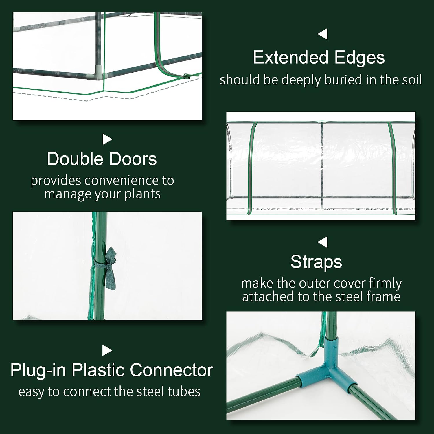 Outsunny 7' x 3' x 2.5' Mini Greenhouse Portable Tunnel Green House Clear | Roll-Up Zippered Door, UV Waterproof Cover, Steel Frame