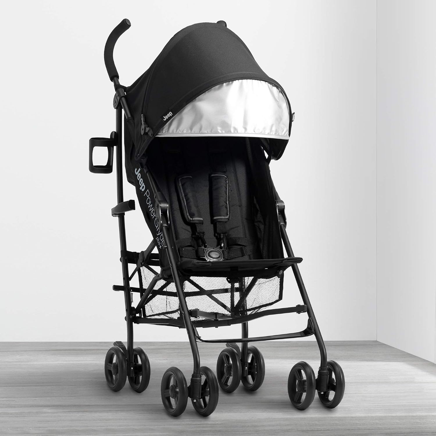 Jeep PowerGlyde Plus Stroller by Delta Children Lightweight Travel Stroller with Smoothest Ride, Aluminum Frame, 4-Position Recline