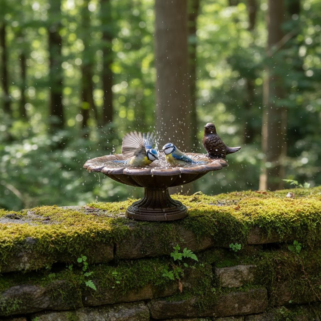 Comfy Hour 7.5 Inch Cast Iron Bird Bath, Sunflower Bird Feeder