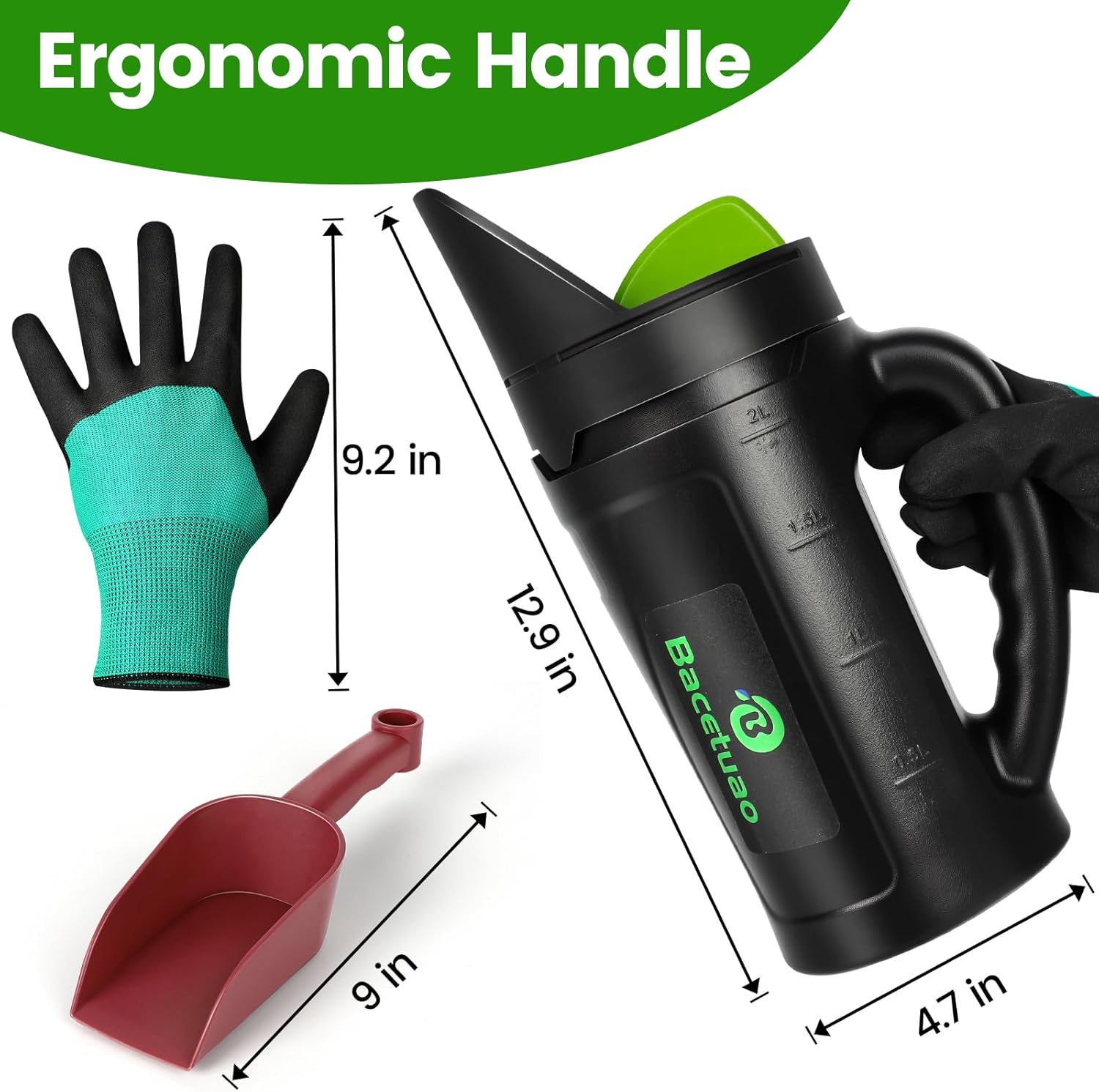 Hand Spreader Shaker, Multiple Adjustable Opening Sizes for All Purpose for Grass Seed, Fertilizer & Earth Food, Snow Salt