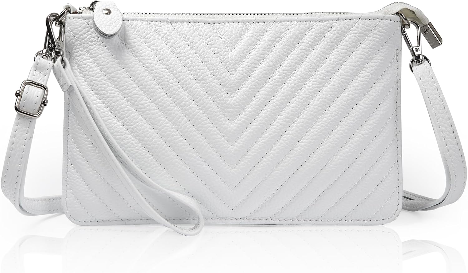 befen Genuine Leather Small Crossbody Bags for Women Wristlet Wallet Purses | Real Leather, RFID Blocking Card Slots, Wristlet Strap, Clutch Purse, Fit iPhone 17 Pro Max, Leather Handbags