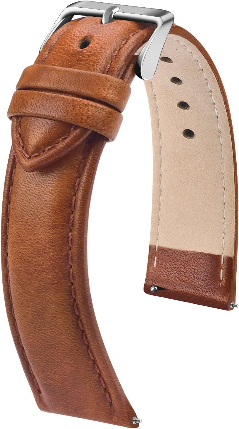 Fullmosa 22mm Quick Release Leather Watch Band for Garmin Samsung Galaxy | Strap for Garmin Vivoactive 4 45mm,Garmin Venu 4(45mm)/Venu 3/Venu 2,Samsung Galaxy Women Men, Red&Silver Buckle