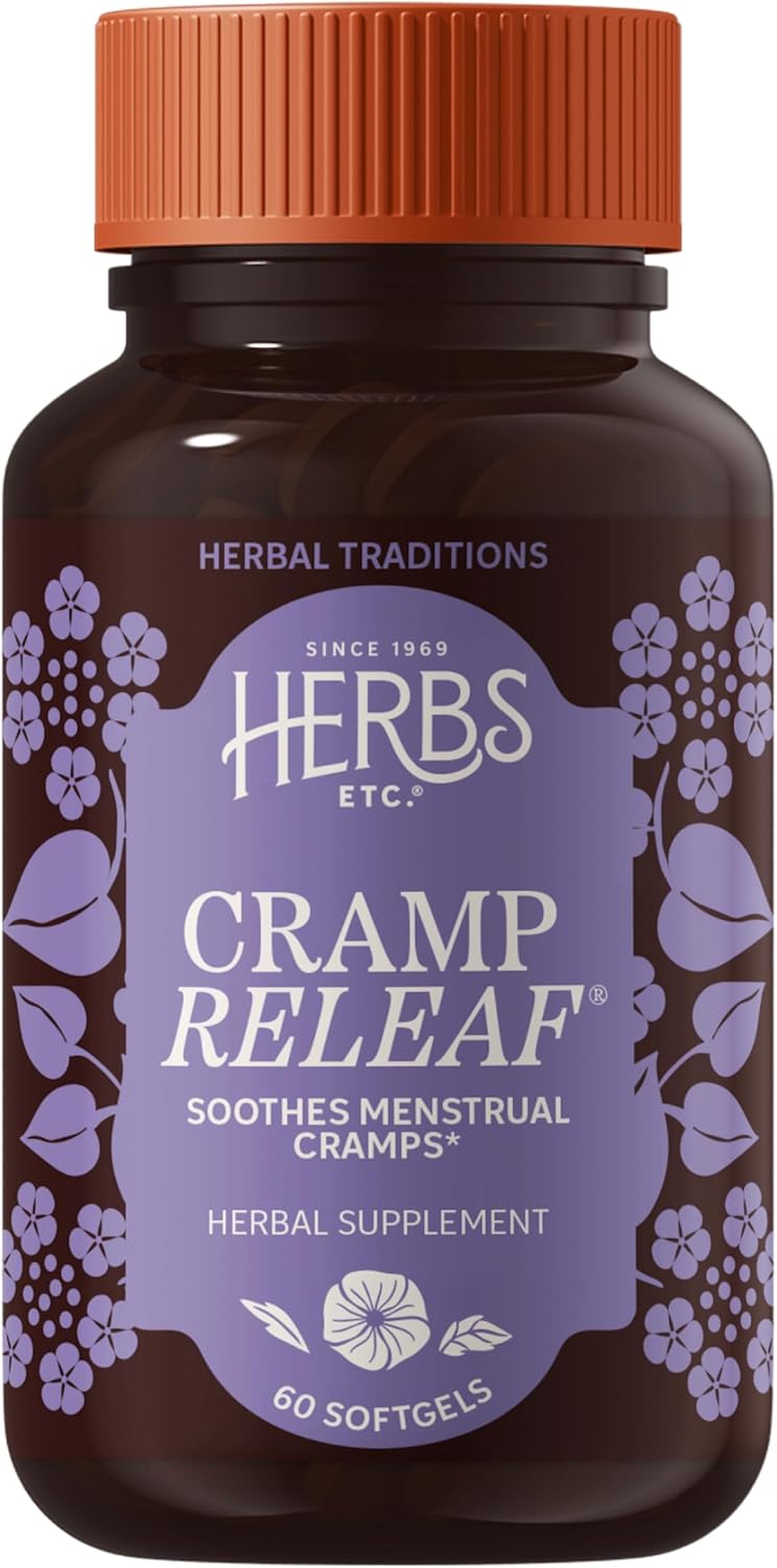 Herbs Etc. Cramp ReLeaf (Menstrual) Softgels - Cycle Support Supplement that Soothes Cramps - Black Haw