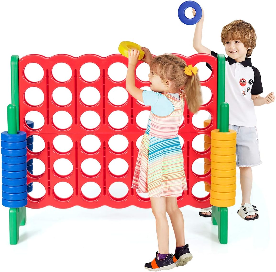 GLACER Giant 4-in-A-Row, Jumbo 4-to-Score Giant Game Set Backyard Games for Kids & Adults