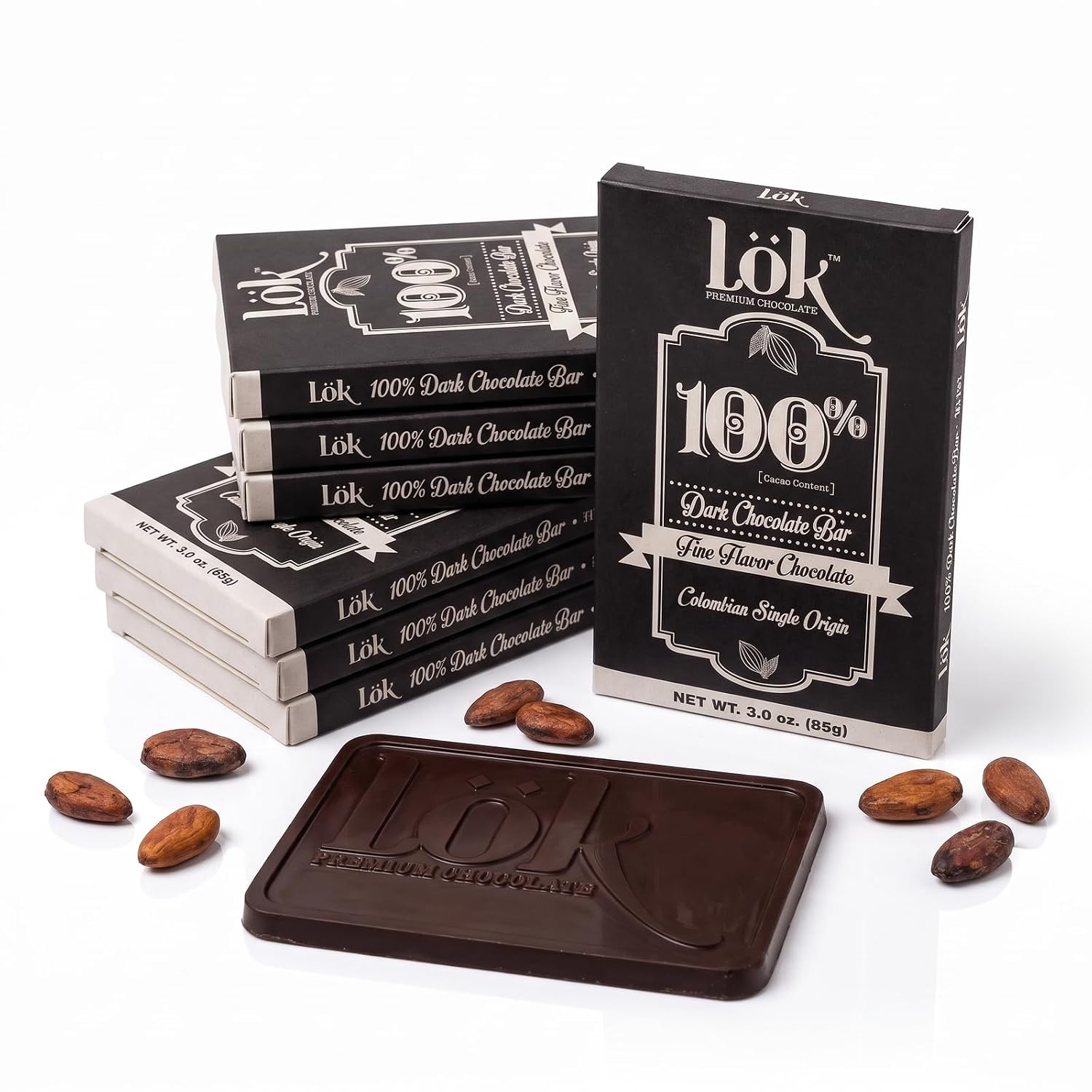 Lök Foods Dark Chocolate Bar 100% Cacao | Fair Trade, Kosher, Gluten Free, Vegan, Bean-to-Bar, Sugar-Free, No Sugar Alcohol, No Artificial Sweetener