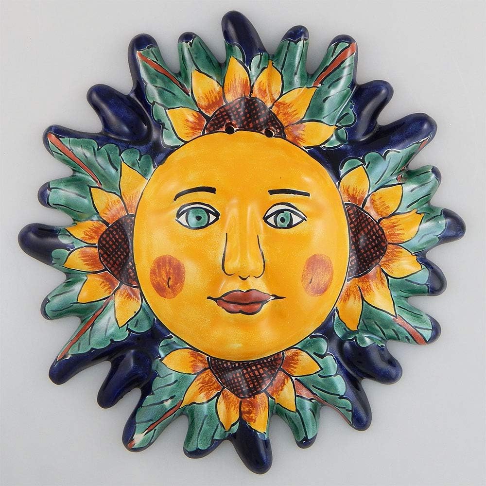 Mexican Talavera Ceramic Sun Face Wall Decor Hanging Pottery Folk Art # 04