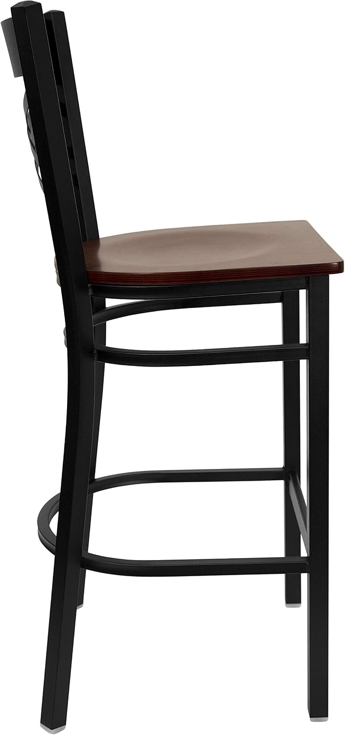 Flash Furniture Hercules Metal Restaurant Barstool, Black | X Back Style, Vinyl Upholstery, Durable Construction, Commercial Use