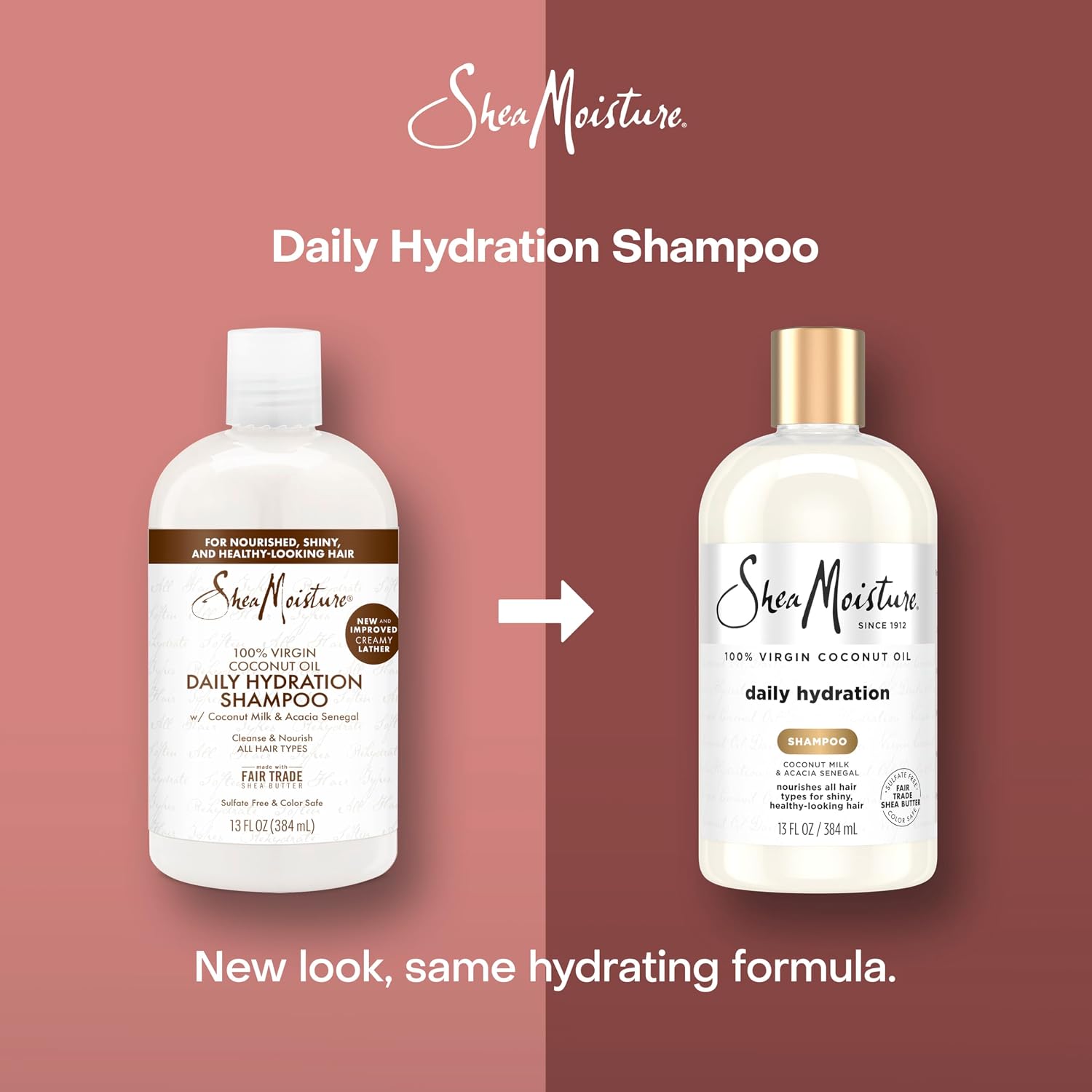 Shea Moisture Daily Hydration Shampoo Virgin Coconut Oil for All Hair Types Sulfate-Free 13 oz