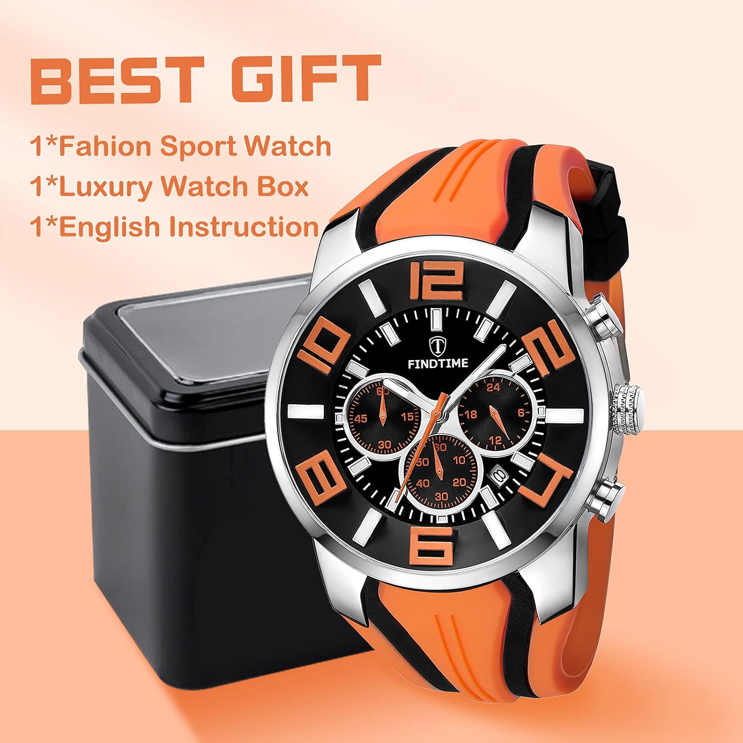 findtime Mens Sport Watches for Men Reloj para Hombre Colorful Cool Unique Analog Stylish Wrist Watch Chronograph for Running Training Stopwatch