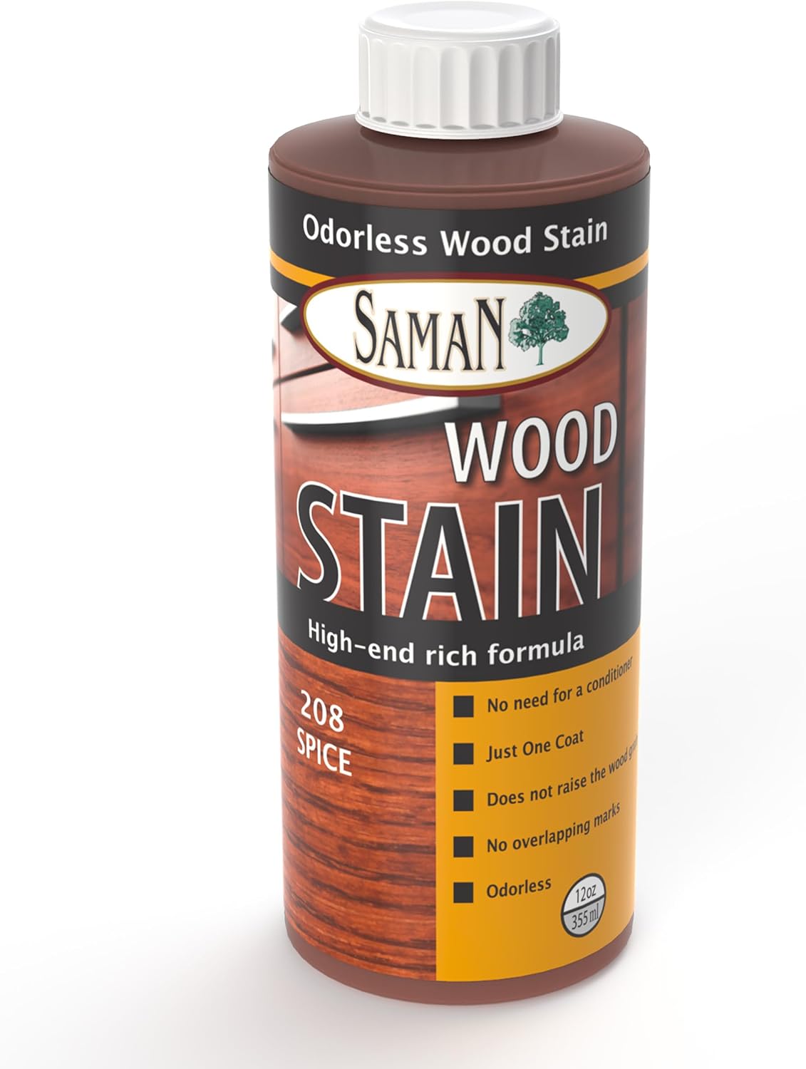 SamaN Interior Water Based Wood Stain - Natural Stain for Furniture, Moldings, Wood Paneling, Cabinets (Antique Walnut TEW-212-12, 12 oz)
