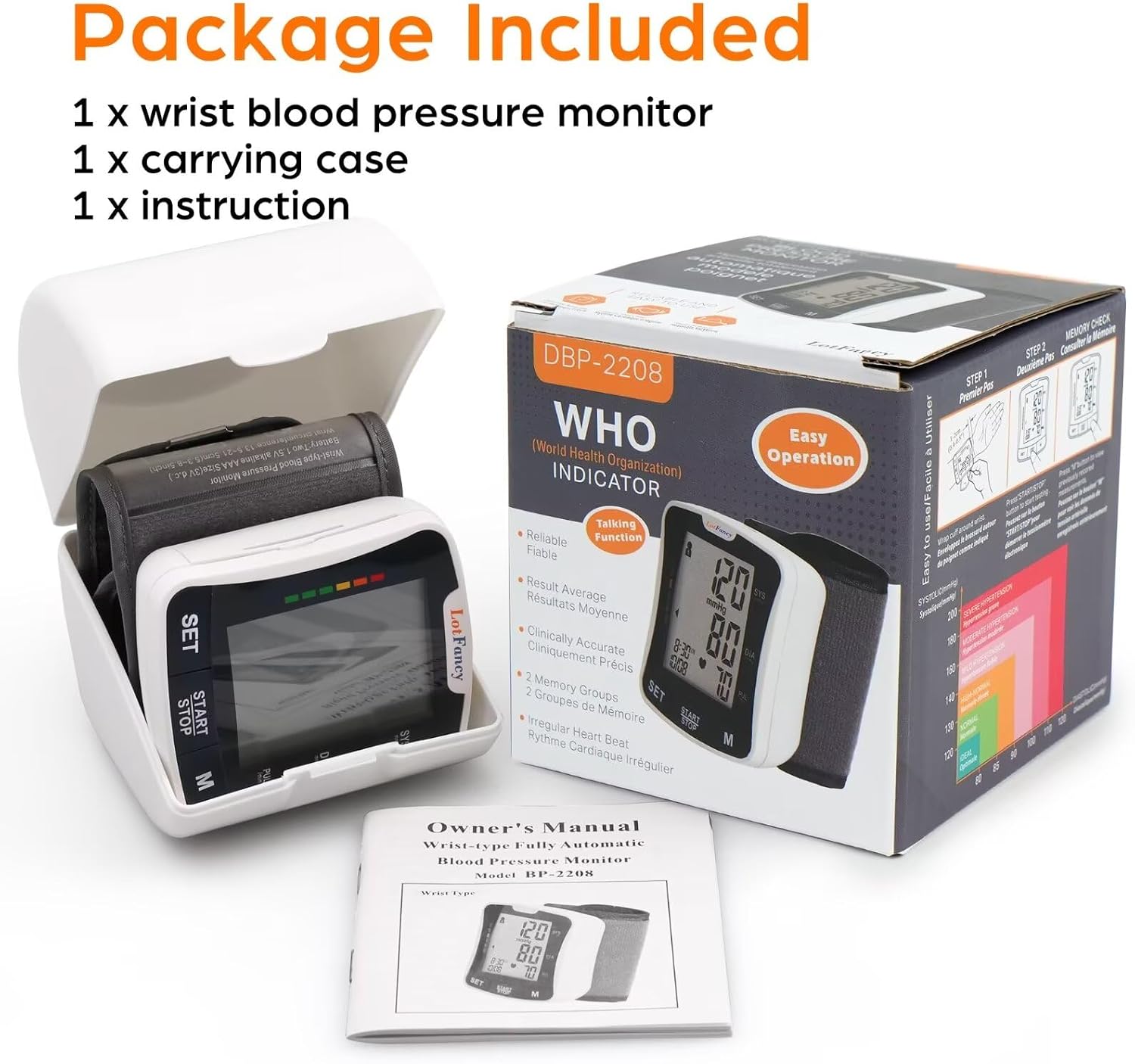 LotFancy Wrist Blood Pressure Monitor for Home Use with Voice Broadcast, Blood Pressure Machine Adjustable Wrist Cuff 5.3"-8.5"