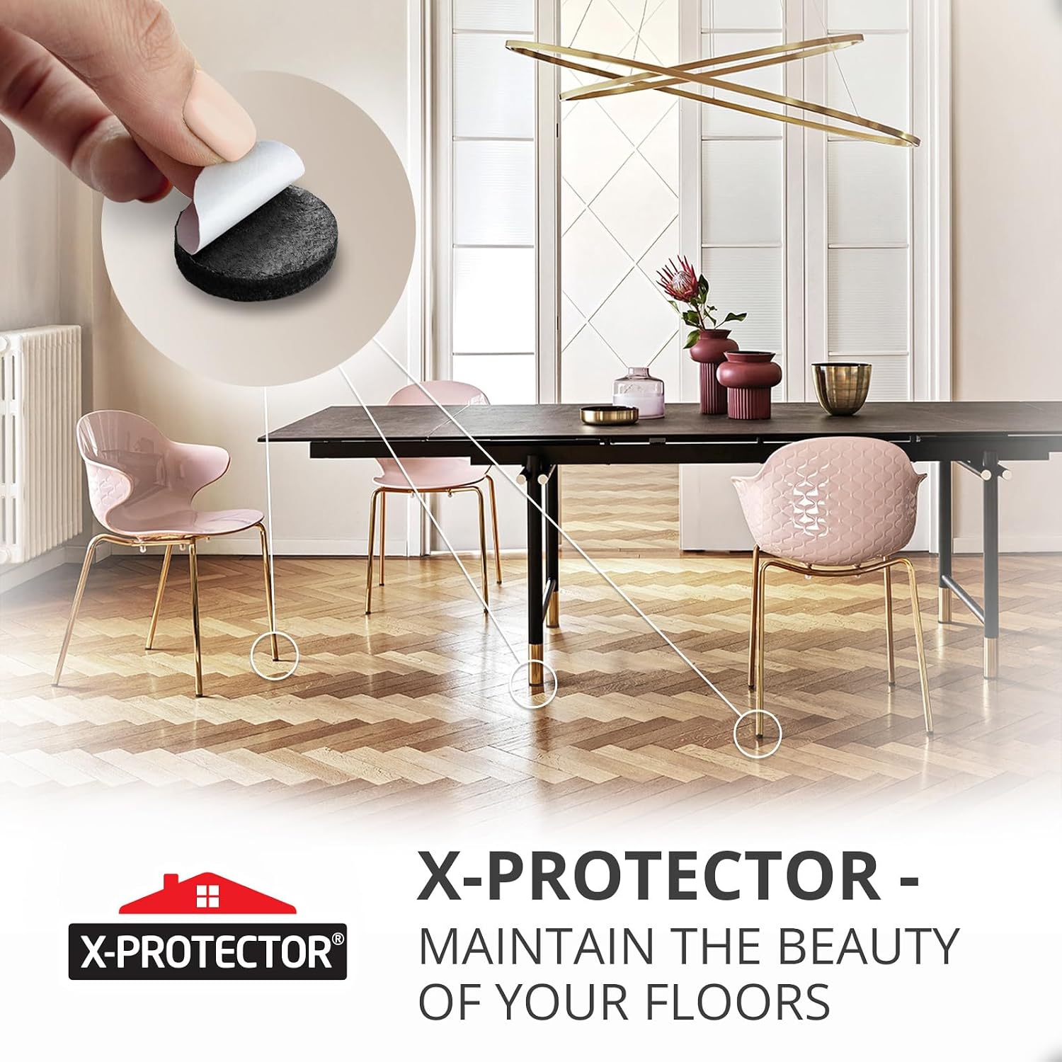 Felt Furniture Pads X-PROTECTOR 133 PCS Premium Furniture Pads - Felt Pads | Furniture Feet Wood Floor Protectors - Protect Your Hardwood & Laminate Flooring! Brown and Beige