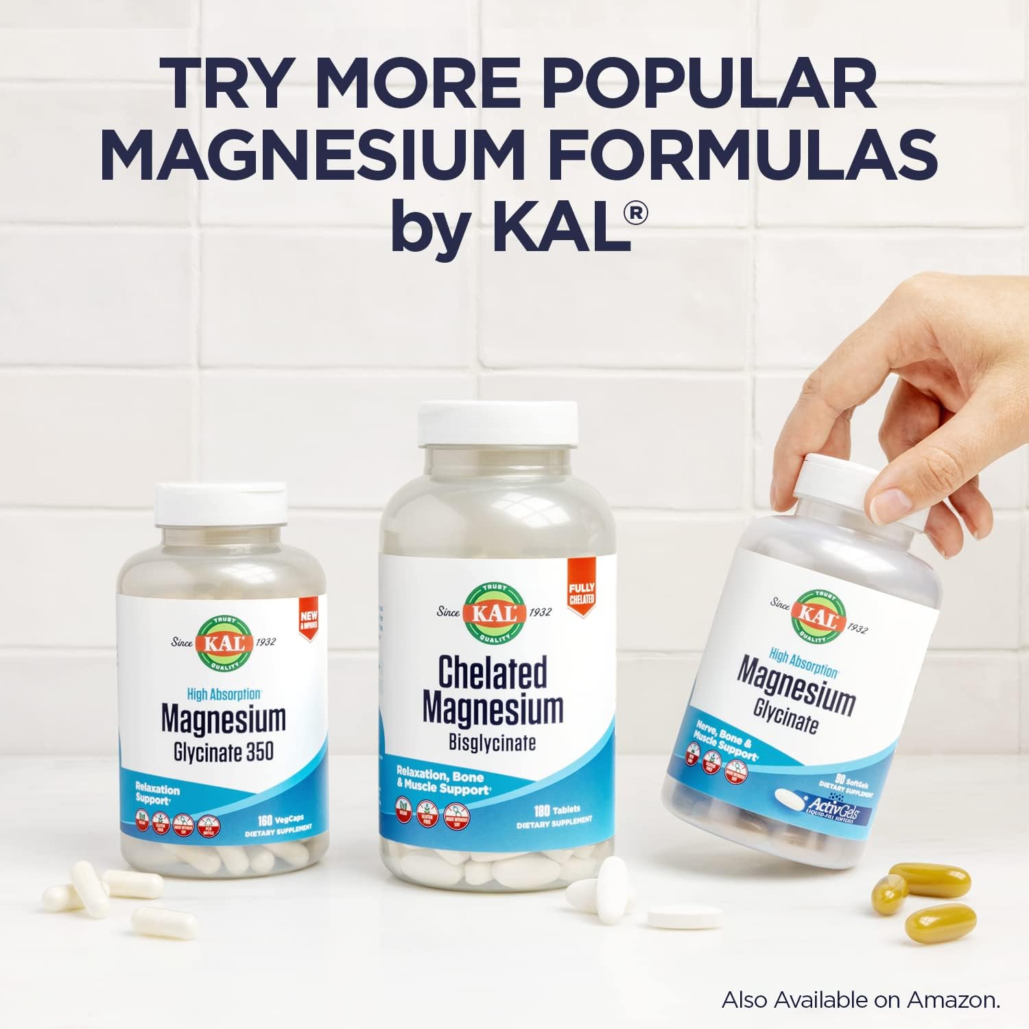 KAL Cal-Citrate+, Calcium Citrate Plus Vitamin D-3 and 500 mg of Magnesium, Healthy Bones and Teeth Support, Gluten Free and Lab Verified for Quality