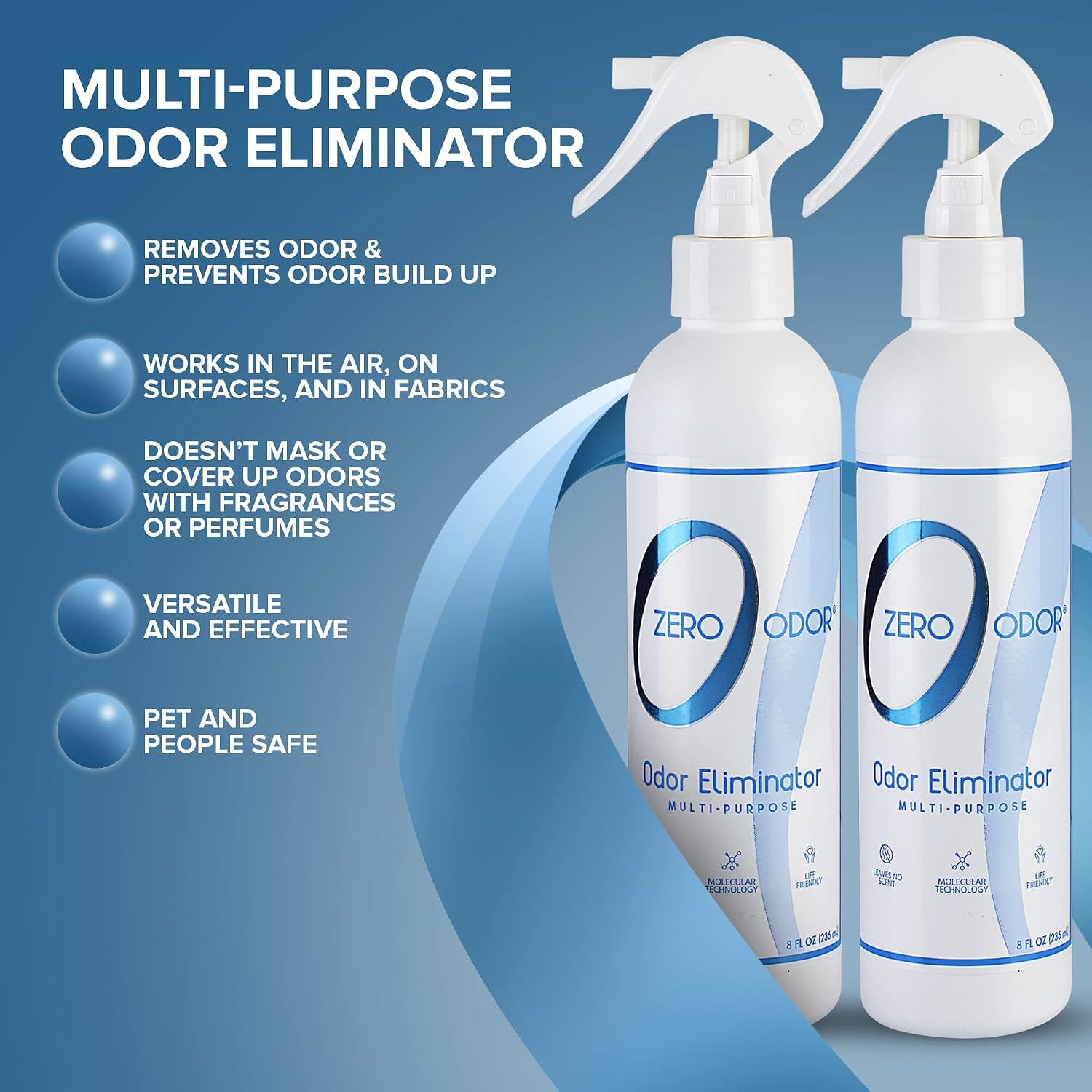 Zero Odor - Multi-Purpose Strong Odor Eliminator for Home, Office, Car, Bathroom, Hotel, Room Deodorizer, and Odor Neutralizer, 16oz