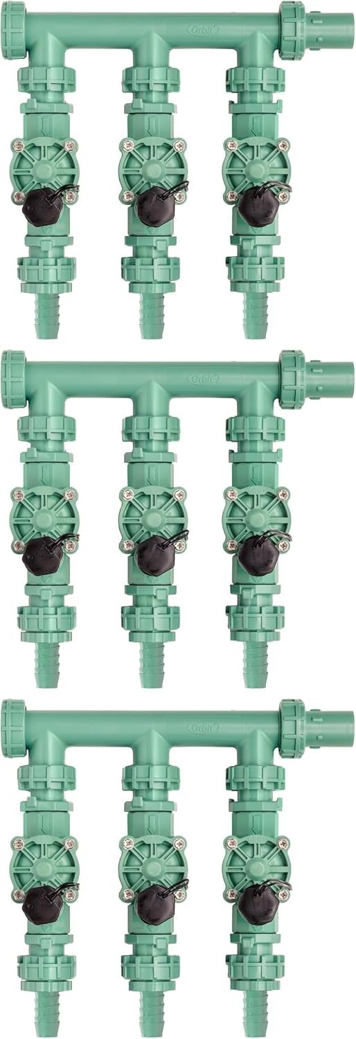 Orbit 91207 3-Valve Preassembled Sprinkler Manifold for Poly Pipe