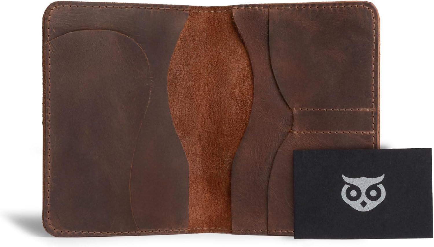 Hide & Drink, Double Passport Cover with Slots for Bills and Keys, Rustic Case, ID Organizer, Full Grain Leather, Handmade Accessories, Bourbon Brown