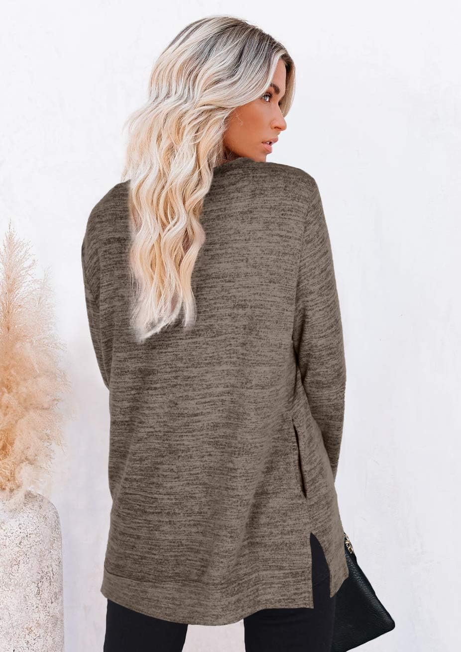 XIEERDUO Womens Casual Sweatshirts Long Sleeve Shirts Oversized With Pocket Tunic Tops S-3XL
