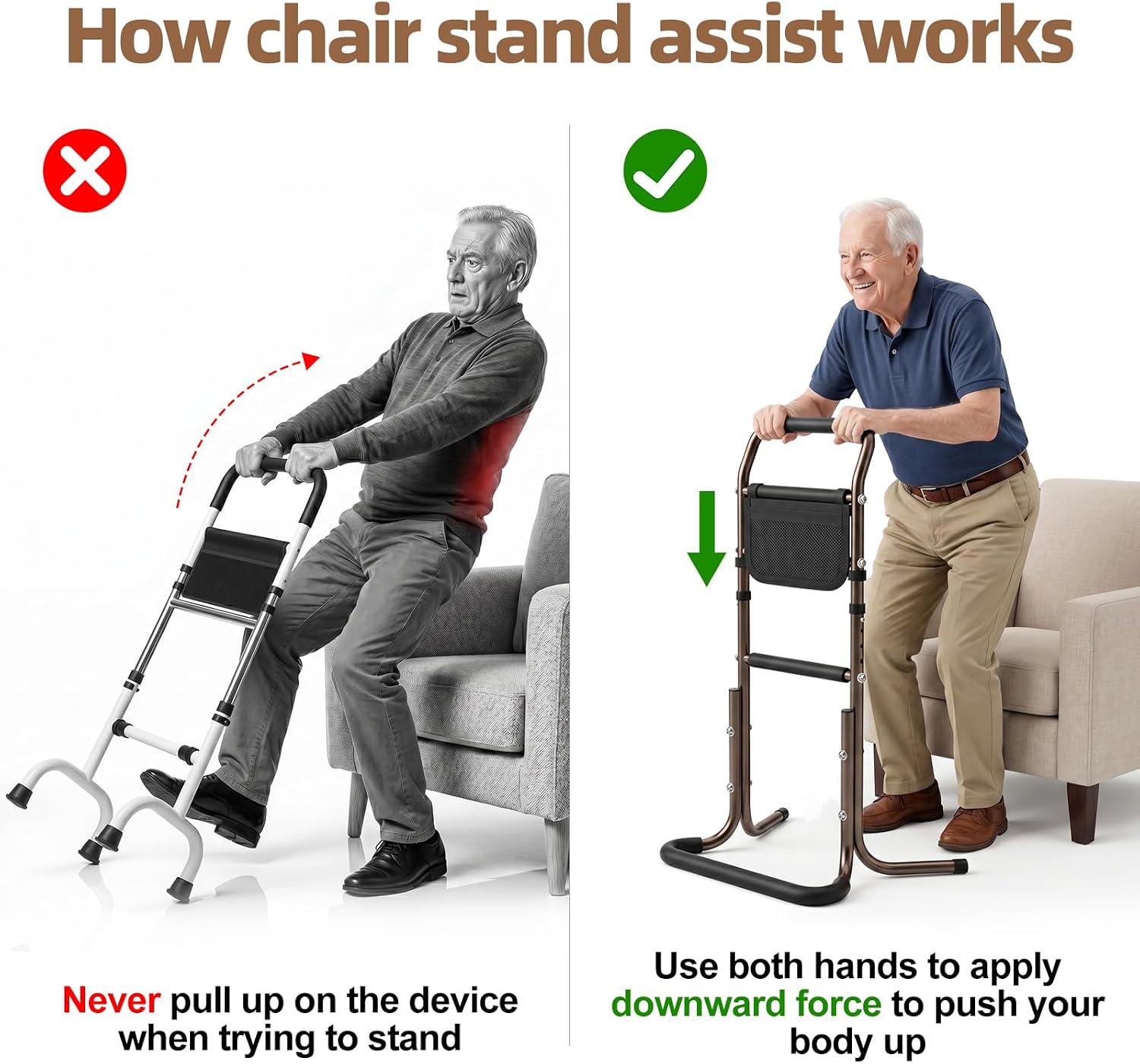 SPECILITE Adjustable Stand Assist Aid for Elderly, 500Lbs Weight Capacity | 32.9" - 35.8" Height Adjusted Aluminum Alloy Mobility Aid