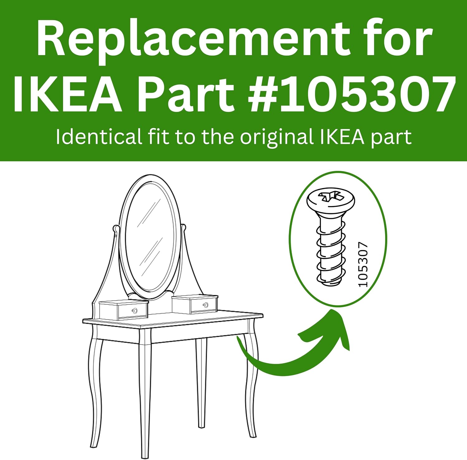 Spare Hardware Parts Bed Frame and Desk Screw (IKEA Part #105307) (Pack of 8)